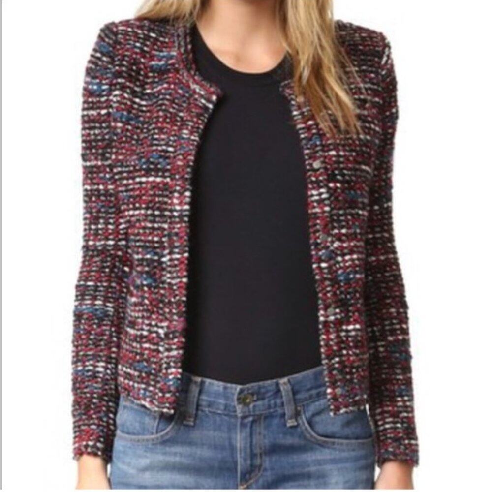 IRO Carene Tweed Wool-Blend Jacket, Red/Black Academia Clueless Business